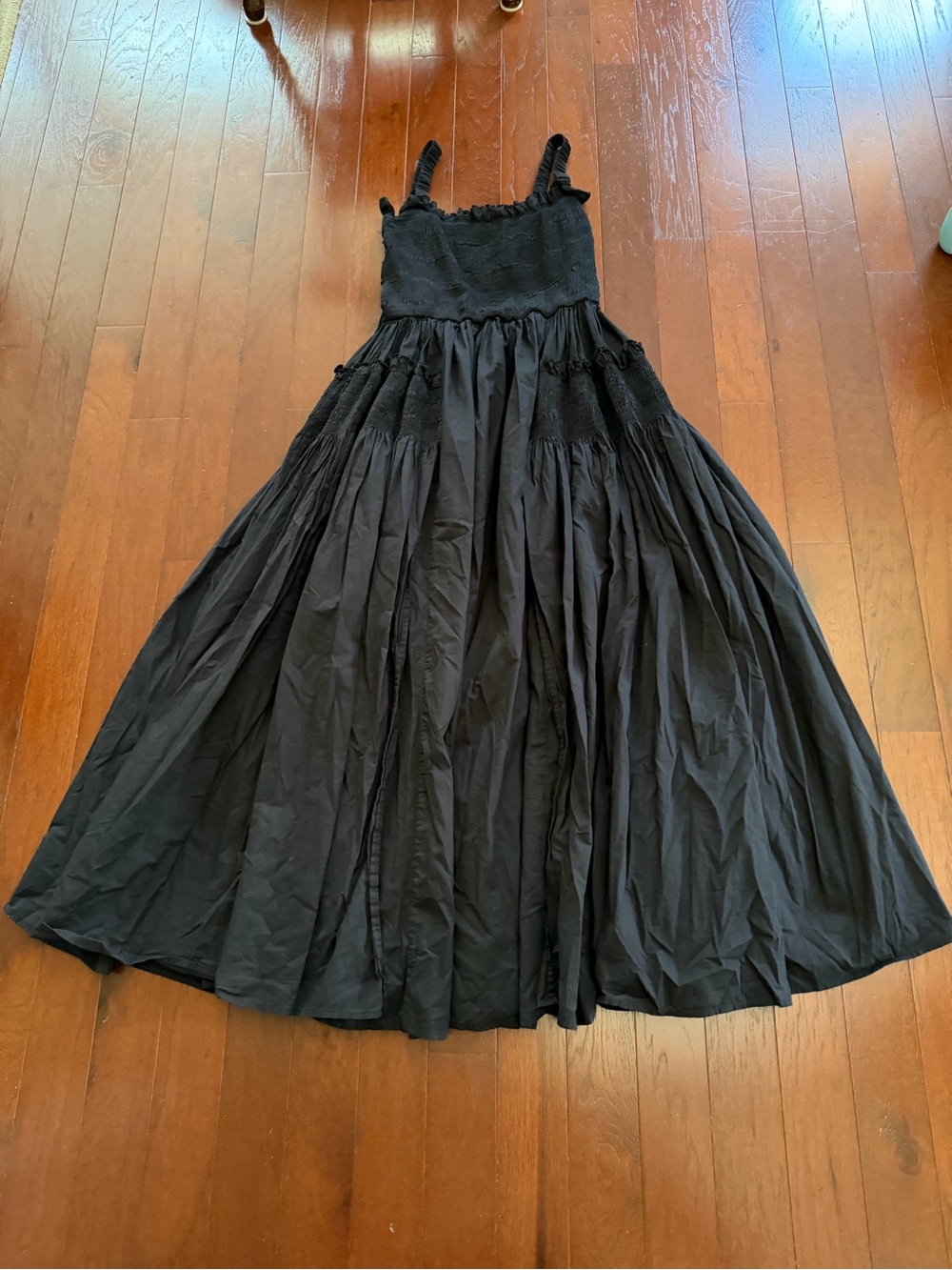 Commense Black Maxi Dress Smocked Bodice Sleeveless Tiered Long Dress size S - Picture 8 of 15